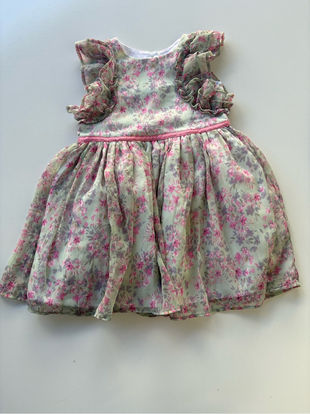 Pippa & Julie Girls 2T Dress Floral Print Ruffles Chiffon Lined Princess Cottage